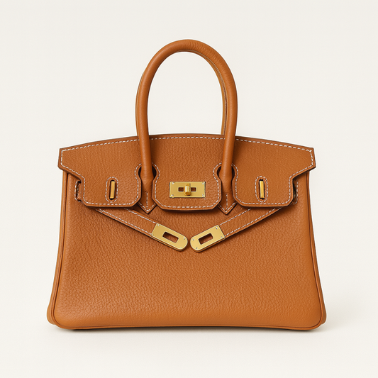 DESINES  | Tan Textured Leather Handbag – Classic & Timeless