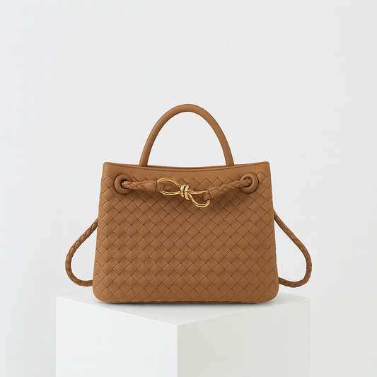 DESINES | Black Woven Leather Mini Tote – Chic & Timeless Style